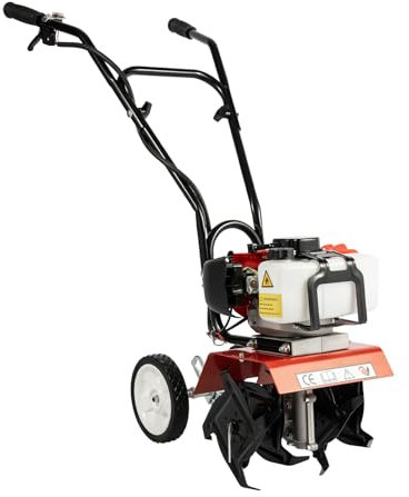 2 Stroke Garden Petrol Tiller Engine 1700W 52CC Engine Petrol Lawn Soil Rotovator Cultivator Cordless Garden Tiller With 4 Steel Blades Rototiller Digging Weed Removal