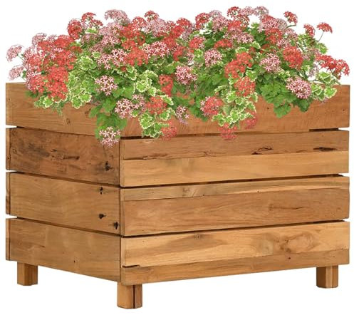 Somanki Hochbeet 50x40x38 cm Massivholz Teak und Stahl, Palettenrahmen, Hochteich, Gemüsebeet, Kräuterregal Balkon, Blumenbeet, Kräuterspirale, Tomatenbeet, Pflanzhochbeet - 47421