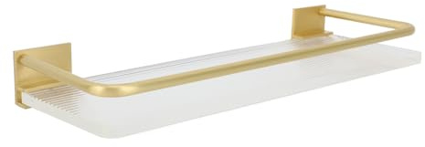 Badezimmer-Wandregal, Handtuchhalter, Platz, Aluminium, Badezimmer-Aufbewahrungsregal für Handtücher, Toilettenartikel, Bohren, Badezimmer-Wandregal (Gold)