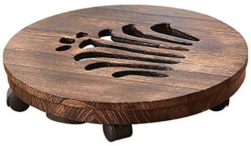 Carrello portavasi, Carrello portavasi Quadrato in Legno, Carrello portavasi da Giardino, Supporto per fioriere in Legno con Ruote, Portata: 50-110 kg, per Interni, Esterni, casa e Giardino