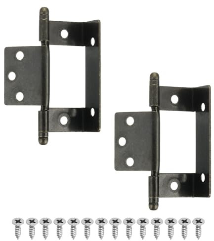 QUARKZMAN 2pz Cerniere per Mobili a Incasso Completo, 3,4x1 Pollici Cerniera a Punta Asse Lungo Parziale Avvolgente Vintage Cerniera per Mobili a Incasso con Viti, Bronzo