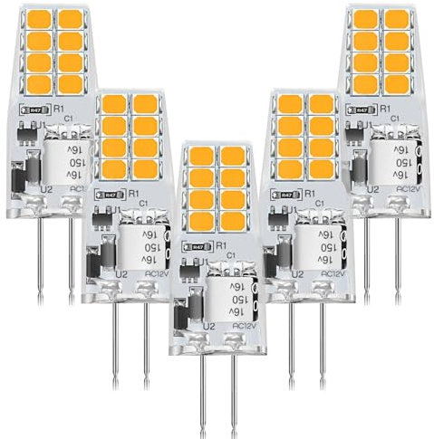 AGOTD lampadine LED G4 3W 12V, bianco caldo 3000K, sostituisce alogene 30W, 250 lumen G4, lampada a perno non dimmerabile, senza sfarfallio, confezione da 5