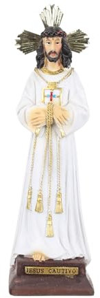 TWO TIGERS Cristo del Gran Poder y Medinaceli, Jesús Cautivo con la Cruz - Estatua de Resina, Figura Religiosa Decorativa para Hogar, Capillas, Iglesias (19cm)
