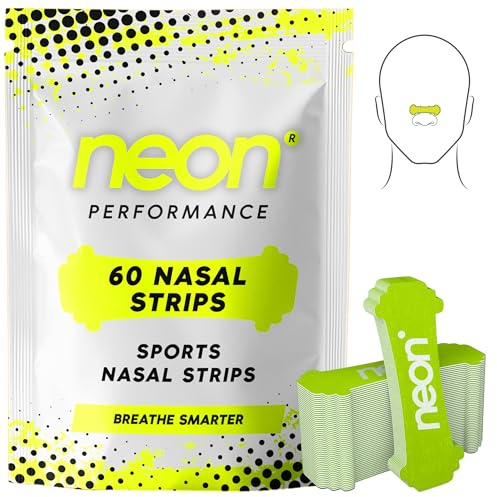 Neon Performance - Nasal Strips (60 Count) - Oil & Sweat Resistant Adhesive - Athletic Nasal Strips for Sport & Nose Strips for Snoring & Sleeping - Nose Strips for Breathing (NEON Green Colour)