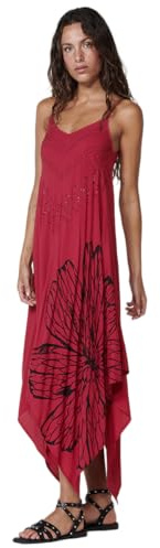Koroshi Vestido Mujer Largo de Viscosa con bajo en Picos Rojo, de Color Rojo/Red, Talla S