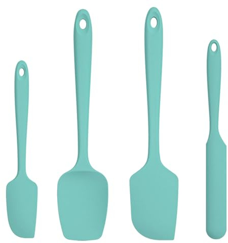 yufana Spatule Silicone Lot De 4, Spatule En Silicone PâTisserie, Pinceau Cuisine, Spatule Crepe, Spatule Cuisine, RéSistant à La Chaleur, Lavable à La Machine (Vert)