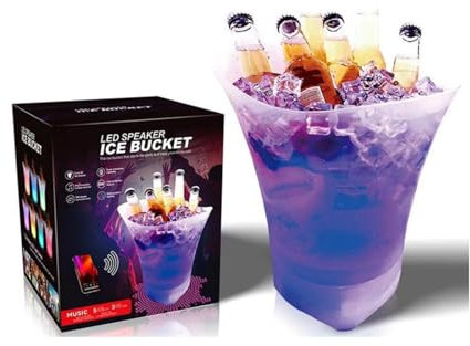 LED Ice Bucket with Bluetooth Speaker,7L Light Up Champagne Ice Bucket with Bluetooth Speaker, 7-Color Led & 3D Surround Sound for Champagne/Beverage (7LB)