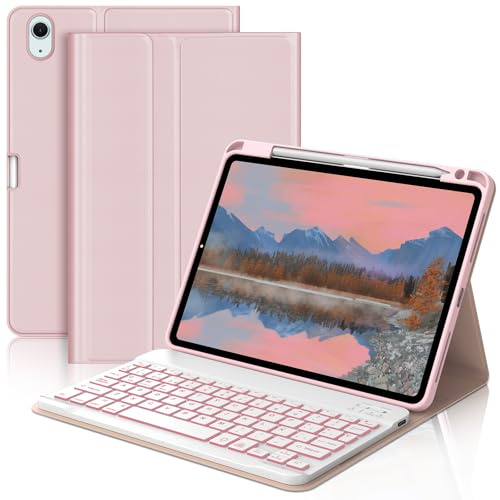 Occtingkind Funda con Teclado para iPad Air 11 2026 M4/2025 M3/2024 M2 | [Español] Retroiluminado de 7 Colores Bluetooth Magnéticamente Teclado con Funda Delgada para iPad Air 11 Pulgadas, Rosa