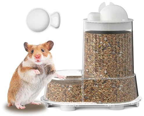 Hamster Food Dish - Small Animal Automatic Feeder Food Bowl | Stable Large Capacity Detachable Water Dispenser for Mice Hedgehog Ferret Chinchilla Pigeons Parrots