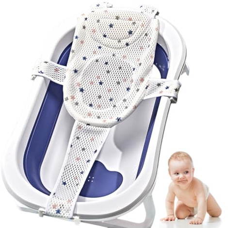 ZENQARI Hamac de Bain pour Bébé Antidérapant, Coussin Baignoire Antidérapant, Filet de Siège Pliable pour Bébé 0 à 36 Mois
