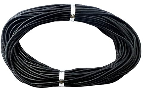 Enginess® 10 Meters x 2mm Black Leather Cord Round Leather String Tanned and Dyed for Necklace, Bracelet, Jewellery Making, Piping String Lace Thong & DIY Crafts for Learners and Professionals
