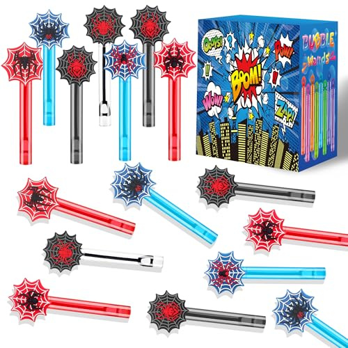 24Pcs Bubble Wands for Spider Party Favors | Goodie Bags Fillers Stuffers for Kids Birthday Gifts