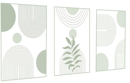 HEHGVCF Abstrakte Poster Leinwand Bild Grün Line Leinwandbilder Moderne Kunstdruck Wand Bilder Wohnzimmer Dekor Rahmenlos (30x40cm,A)