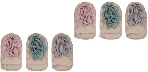 Veemoon 2sets Bath Exfoliating Mitt Double Sided Soft Bath Gloves for Gentle Skin Care Deep Cleaning Moisturizing for Men and Women Pink Grey 3pcs*2