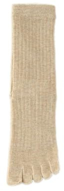 Yizelli 3 Pares Calcetines Mujer de Cinco Dedos para Primavera Otoño Invierno Calcetines de Algodón con Puntera Dividida (Caqui)