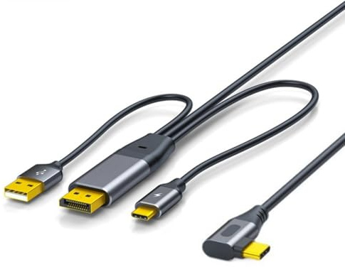 MCAOAL Convertidores USB C a DisplayPort, cable de vídeo 4K a 60Hz, control táctil habilitado para monitores portátiles, dispositivos de juego, cable DP a USB C para monitor móvil
