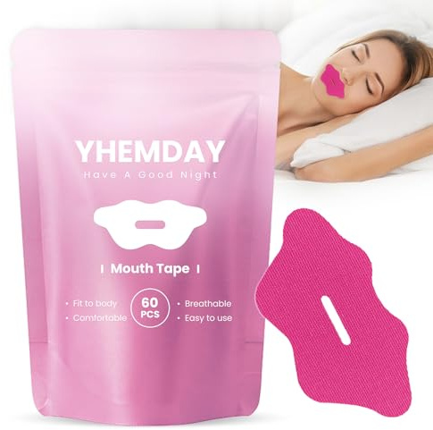Yhemday Mundpflaster Schlafen- Mouth Tape for Sleeping 60 Stück (Rosé)，Mouth Tape gegen Schnarchen & für bessere Nasenatmung