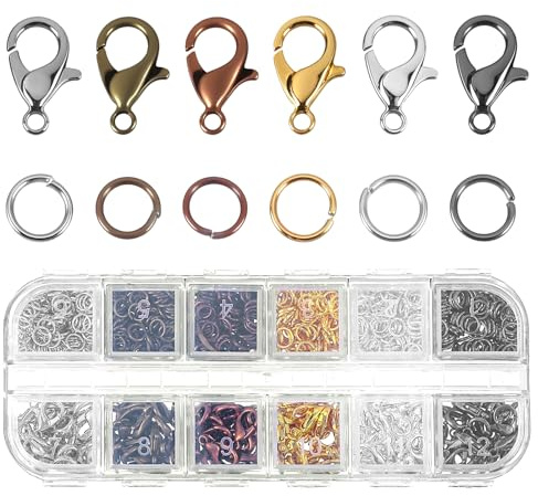 Mabor 960Pcs Lobster Claw Clasps and Open Jump Rings Set for Jewelry Making, Keychains, Bracelets, Necklace Repair DIY Crafts