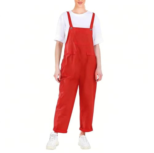 Zidoley Dungarees for Women, UK Style Women's Dungarees Loose Adjustable Casual Jumpsuit for Ladies with Pockets, Adjustable Straps