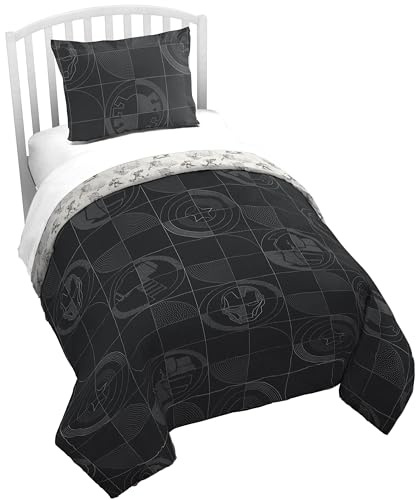 Jay Franco Kids Duvet Cover Set with Sham & Pillowcase – Ultra-Soft Bedding for Room Decor, Cover ONLY Comforter NOT Included, Black - Marvel Comics, 2 Piece Twin