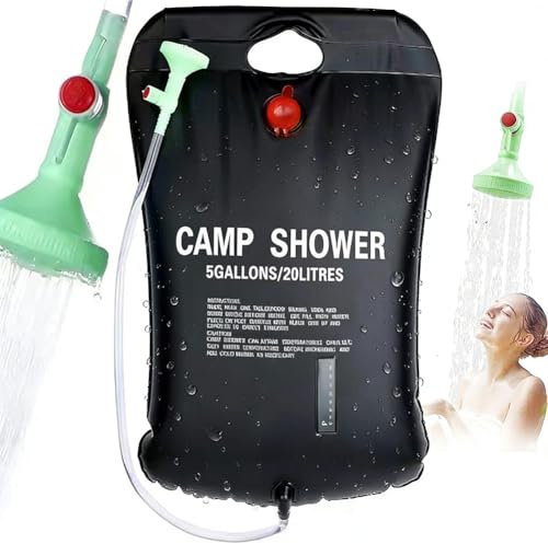 Spiritzohic Solar Shower Bag, 20L Camping Shower Bag with Removable Hose and On-Off Switchable for Camping Beach Swimming Outdoor Traveling Animal Costume Accessory