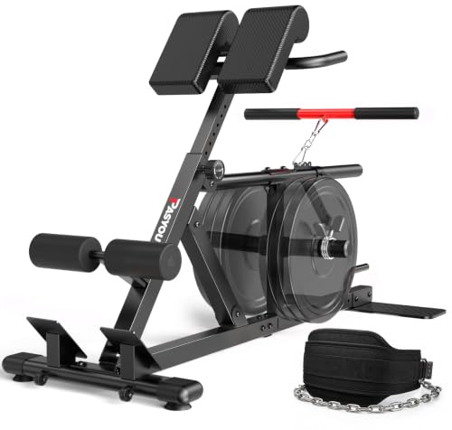 PASYOU Rückentrainer Hyperextension für Zuhause, Rückenstrecker mit Gewichthebergurt,4in1 Bauch- und Rückentrainer, Hyperextension, Bauchtrainer, Kreuzheben,Kniebeugen, bis 227 kg