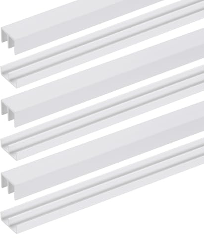 QUARKZMAN 3 Ensembles Rail Coulissant Pour Panneau Épaisseur 3mm, Kit Rail Coulissant Fenêtre Plastique Supérieur Et Inférieur Pour Armoire Porte Fenêtre (40cmx10mm, Blanc) | Blanc