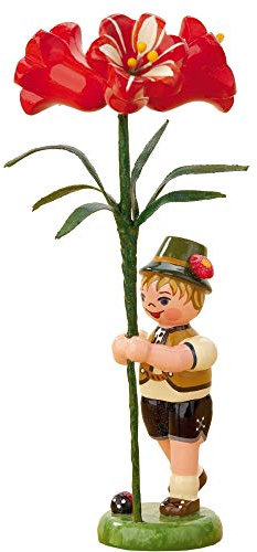 Kleine Figuren & Miniaturen Blumenkind Junge mit Amarylis - 11cm - Hubrig Volkskunst