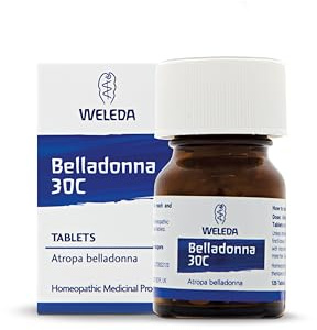 Weleda Belladonna 30C Homeopathic Tablets 125 Pack Atropa Formula | Belladonna 30C potency, Lactose & sucrose tablets, Dissolves under tongue, 2 tablets adults dosage, Traditional remedy