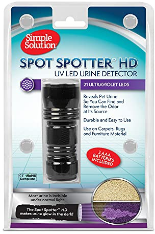 Simple Solution Spot Spotter HD UV LED Urine Detector, Dog Urine Stains, Blacklight Flashlight to Find Pet Urine Stains and Odors on Carpet and Furniture, 1 Light
