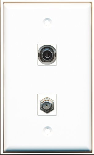 Riteav 1 x 3.5 mm audio Jack per cuffie 1 x coassiale F tipo cavo TV da parete piastra