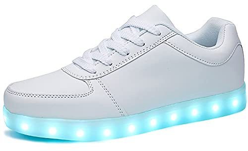 SANYES USB Charging Light Up Shoes Sports LED Shoes Dancing Sneakers SYDB551-White-36