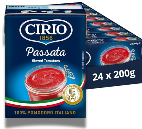 CIRIO Passata, Smooth Sieved Tomatoes, Tomato Sauce, 100% Italian, Carton, 3 x 200g (Pack of 8)