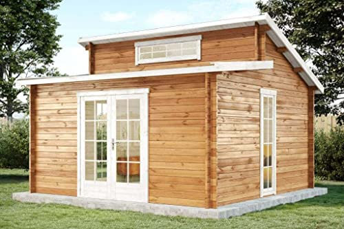 Alpholz Gartenhaus Lausitz 440x440cm aus Holz Imprägniert 40mm Wandst.
