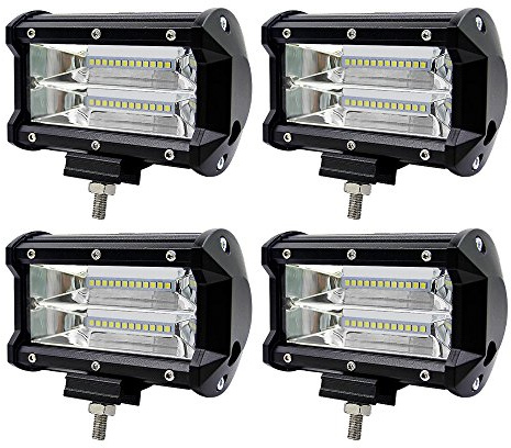 WZTO LED Arbeitsscheinwerfer, 10800LM 24 LED Zusatzscheinwerfer DC 12-24V 72W 5 Inch Auto Scheinwerfer Offroad Flutlicht Spotlight 6000K Wasserdicht IP67 Arbeitslicht (4 Stück)