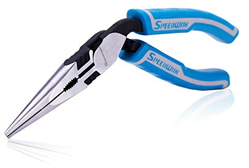 SPEEDWOX Long Nose Pliers 8 Inches Reduce Effort by 35% Heavy Duty Multi Use Wire Cutters Side Cutting Remove Screws Bolts Fine Plier High Leverage Pistol Grip Professional Tool