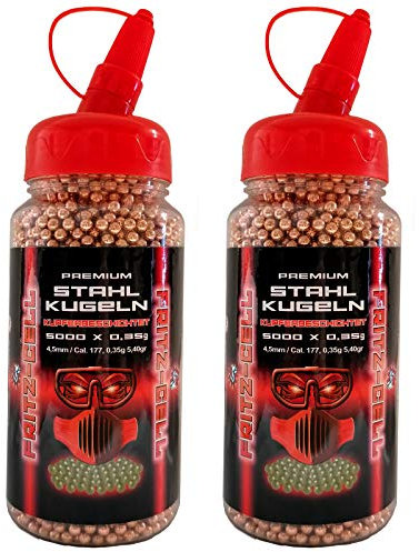 2 x 5000 Fritz-Cell Stahl Kupfer BBS 4,5 mm Stahlkugeln Stahlrundkugeln für Luftpistole BB´s