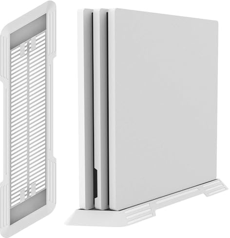 KlsyChry Supporto Verticale per Playstation 4 Pro PS4 Pro con Built-in di Raffreddamento Sfiati e Piedini Antiscivolo (Bianco)