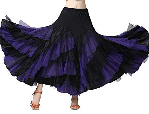 Damen Moderner Maxirock Tanzrock Hippie Bauchtanz Rock Tanzen Kostüm Walzer Tango Ballsaaltanz Schaukelrock Lila One Size