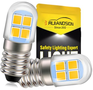 Ruiandsion Warm Yellow E10 LED Bulbs 4.5V-6V 2835 8SMD Soft Glow Torch Flashlight Bike Interior Light S8 E10 Base 2 Pack