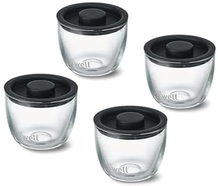 S'well 12oz Glass Prep Bowl Set of 4 for Easy Meal Prep, Black, Durable Tempered Glass, Nesting Design Compatible with 21.5oz S'well Eats Containers
