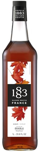 1883 Maison Routin Premium Maple Flavoured Syrup for Iced Tea, Coffee, Cocktails, Mocktails, Milkshakes, Desserts Glass 1L | Flavoured Syrup, For Coffee, Tea, Cocktails, Iced Drinks & Desserts, Made with Pure Cane Sugar, No Artificial Colours, Vegan