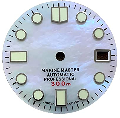 LICHIFIT Esfera de reloj de superficie blanca de 28,5 mm, repuesto luminoso verde para movimiento automático NH35