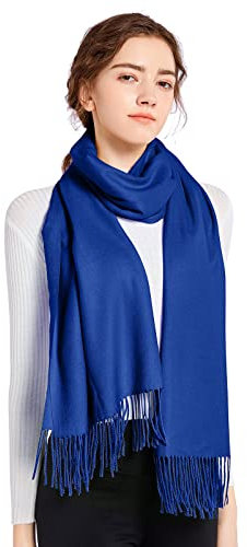 ELF KUCKUCK Schal Damen Winter Baumwolle Winterschal Pashmina, Geschenke für Frauen Freundin Mama, Königsblau