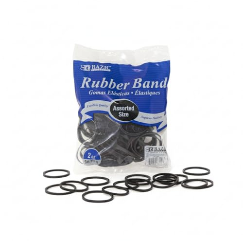 BAZIC Products Black Rubber Bands – Assorted Sizes, Heavy Duty Elastic Bands For Money, Office, School, Home Organization, Crafts, Durable Stretch Rubber Bands, 2 Oz (56.7 g), 1-Pack