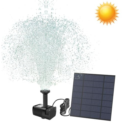 UISEBRT Teichpumpe Solar 1.8W - Brunnenpumpe Springbrunnenpumpe Solarpumpe Springbrunnen Pumpe Fontäne Wasserpumpe für Garten, Kleiner Teich, Fisch-Behälter (Platz)