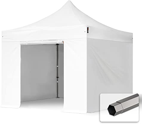 TOOLPORT Faltzelt Partyzelt 3x3m - ohne Seitenteile Premium Dach Faltpavillon schwer entflammbar Pavillon weiß
