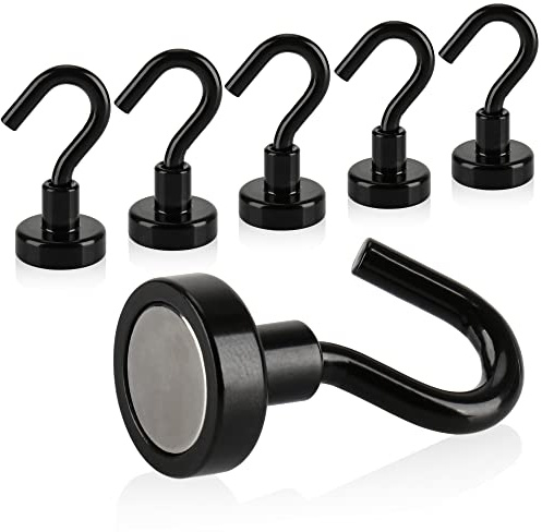 Robin Goods® 6x Magnet-Haken - starke Magneten für Haushalt und Büro | Belastbarkeit bis 8kg - Kühlschrankmagnet - Alltagshelfer - Magnet aus Metall mit Haken