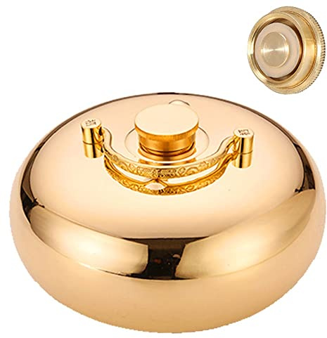 BEISCO Große Wärmflasche 3L/2L/1L Metall Bettflasche Auslaufsicher, Klassisch Messing Wärmflaschen Mit Bezug (Color : Smooth, Size : S)