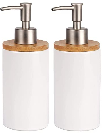 2 Pack Dish Soap Hand Soap, Ceramic Hand Soap Dispenser Set Kitchen 400ml Liquid Dispenser Bottle, Pump Jar Dispenser Refillable Hand Wash Dispenser For Bathroom, Countertop, Kitchen
